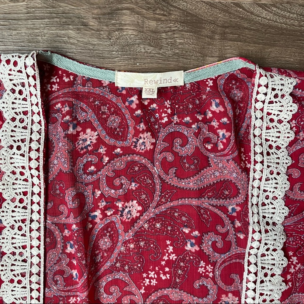 Red Kimono Shawl - Picture 2 of 5